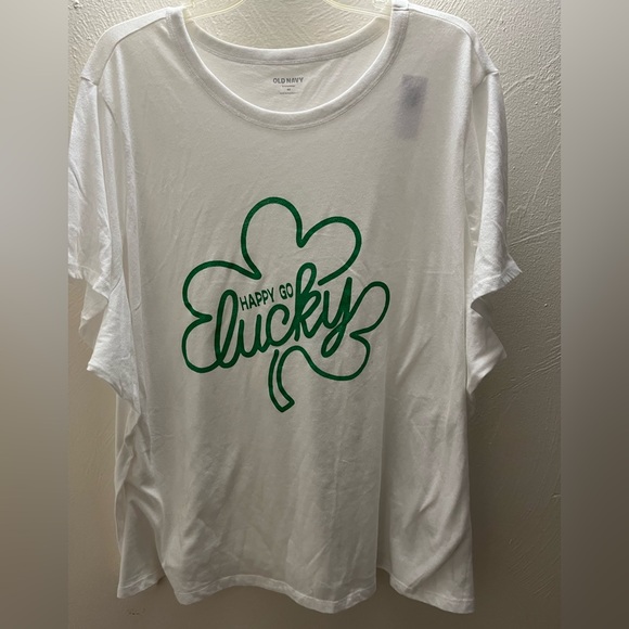 Old Navy cropped tee in white with green graphic. Size 4X, never worn, tag on - Picture 3 of 5